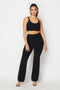 2 Pc. Lounge Pants Set With Crop Tank - Black